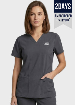 Free Embroidery HeedFit 3- Pockets Women's V-Neck Nursing Scrub Top