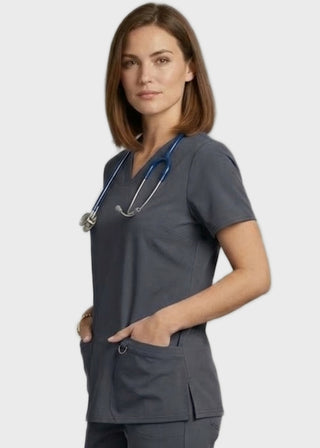 Free Embroidery HeedFit 3- Pockets Women's V-Neck Nursing Scrub Top