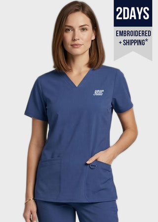 Free Embroidery HeedFit 3- Pockets Women's V-Neck Nursing Scrub Top
