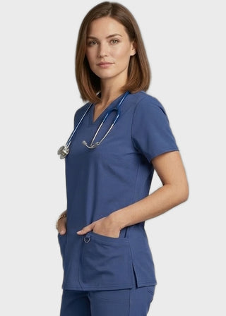 Free Embroidery HeedFit 3- Pockets Women's V-Neck Nursing Scrub Top