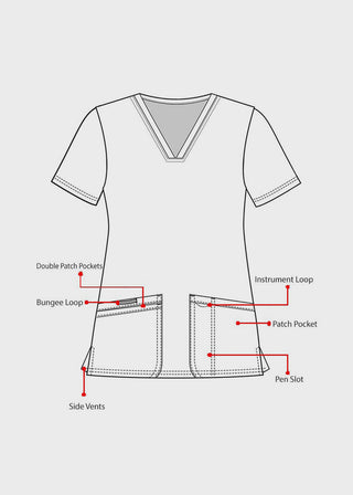 Free Embroidery HeedFit 3- Pockets Women's V-Neck Nursing Scrub Top