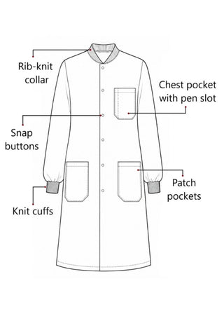 Labcoat HQ Unisex 40" Snap Front 100% Cotton Lab Coat