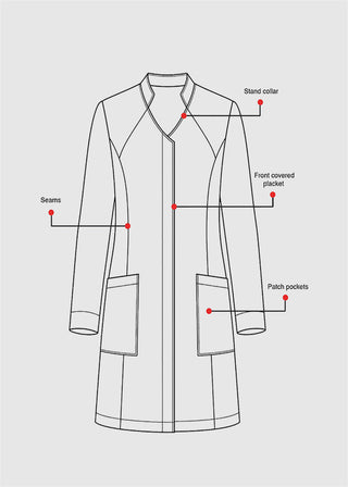 Labcoat HQ Women's 35 inch Stand Up Collar Stretch Labcoat