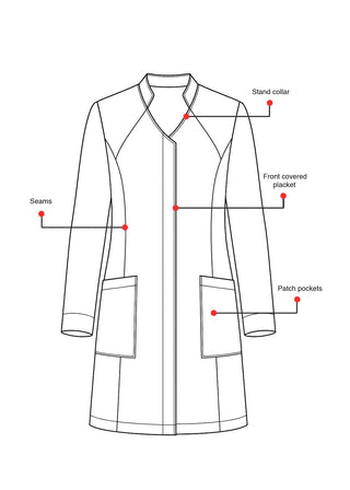 Labcoat HQ Women's 35 inch Stand Up Collar Cotton Labcoat