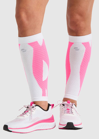 Cherokee Infinity Legwear Calf Sleeve 10-15 mmHg Compression in White Shocking Pink
