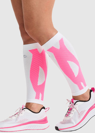 Cherokee Infinity Legwear Calf Sleeve 10-15 mmHg Compression in White Shocking Pink