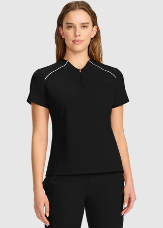 Infinity Women's Tuck-in Mock Neck Henley Top