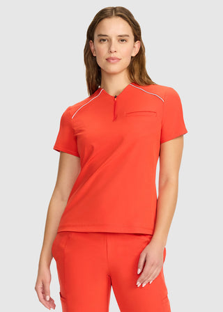 Infinity Women's Tuck-in Mock Neck Henley Top