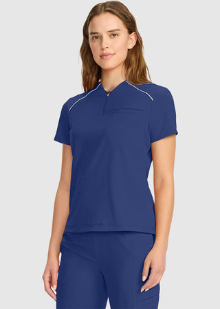 Infinity Women's Tuck-in Mock Neck Henley Top