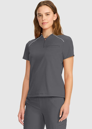 Infinity Women's Tuck-in Mock Neck Henley Top