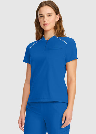 Infinity Women's Tuck-in Mock Neck Henley Top