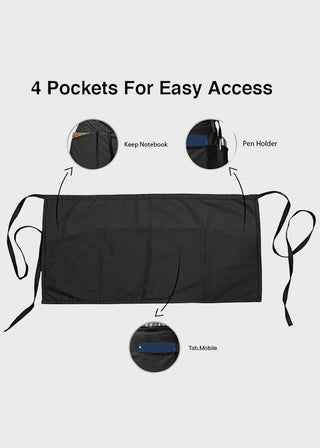HeedFit Unisex 11.5 Inches Black Waist Apron