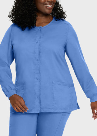 Landau Proflex Women's Snap Front Warm Up Solid Scrub Jacket