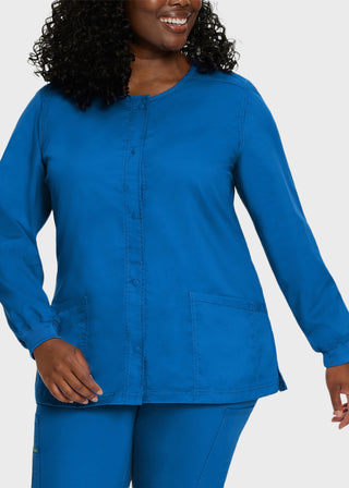 Landau Proflex Women's Snap Front Warm Up Solid Scrub Jacket