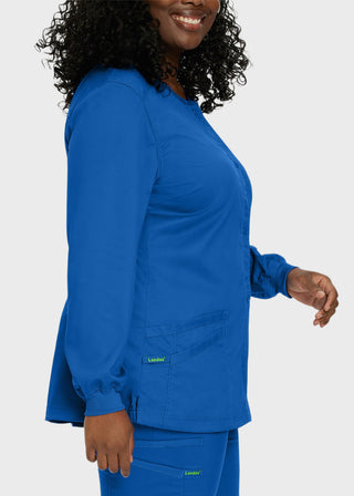 Landau Proflex Women's Snap Front Warm Up Solid Scrub Jacket