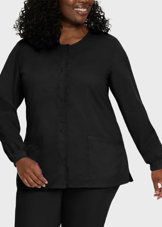Landau Proflex Women's Snap Front Warm Up Solid Scrub Jacket