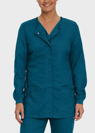 Landau Proflex Women's Snap Front Warm Up Solid Scrub Jacket