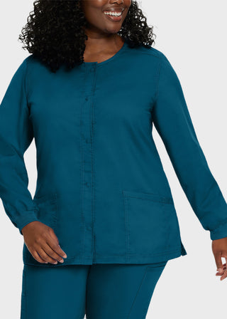 Landau Proflex Women's Snap Front Warm Up Solid Scrub Jacket