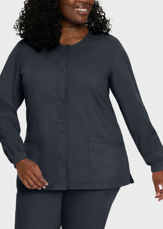 Landau Proflex Women's Snap Front Warm Up Solid Scrub Jacket