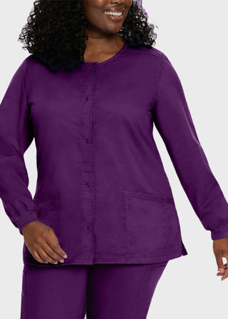 Landau Proflex Women's Snap Front Warm Up Solid Scrub Jacket