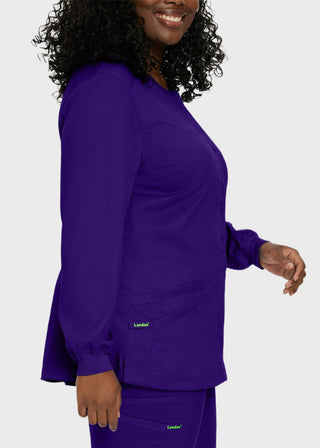 Landau Proflex Women's Snap Front Warm Up Solid Scrub Jacket