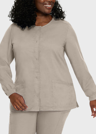 Landau Proflex Women's Snap Front Warm Up Solid Scrub Jacket