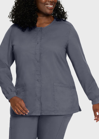 Landau Proflex Women's Snap Front Warm Up Solid Scrub Jacket