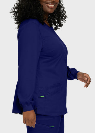 Landau Proflex Women's Snap Front Warm Up Solid Scrub Jacket