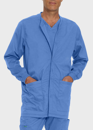 Landau Proflex Men's Knit Collar Snap Front Solid Scrub Jacket