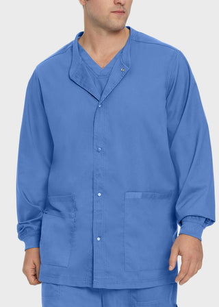 Landau Proflex Men's Knit Collar Snap Front Solid Scrub Jacket