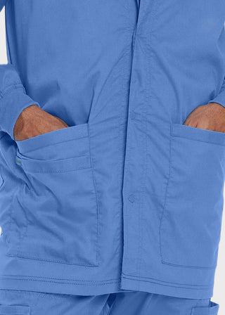 Landau Proflex Men's Knit Collar Snap Front Solid Scrub Jacket