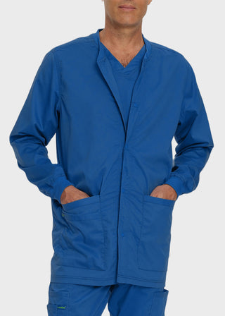 Landau Proflex Men's Knit Collar Snap Front Solid Scrub Jacket