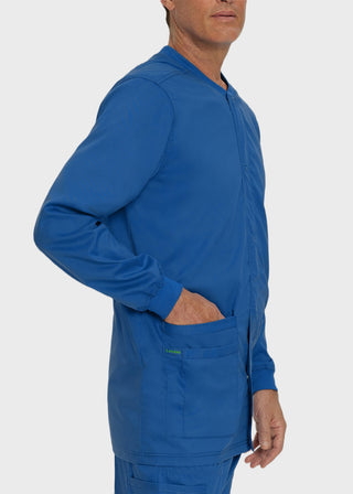 Landau Proflex Men's Knit Collar Snap Front Solid Scrub Jacket