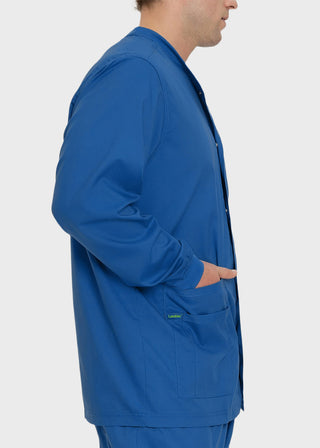 Landau Proflex Men's Knit Collar Snap Front Solid Scrub Jacket