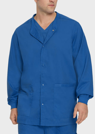 Landau Proflex Men's Knit Collar Snap Front Solid Scrub Jacket