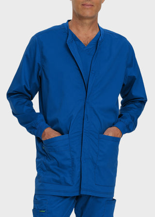 Landau Proflex Men's Knit Collar Snap Front Solid Scrub Jacket