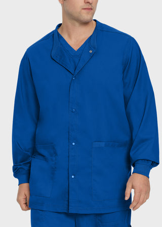 Landau Proflex Men's Knit Collar Snap Front Solid Scrub Jacket