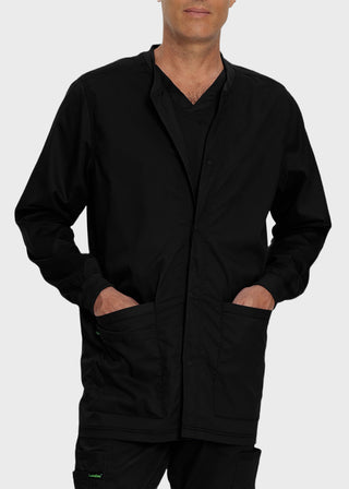 Landau Proflex Men's Knit Collar Snap Front Solid Scrub Jacket