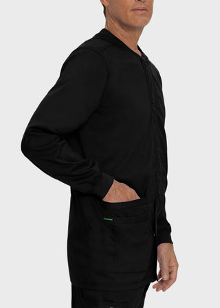 Landau Proflex Men's Knit Collar Snap Front Solid Scrub Jacket