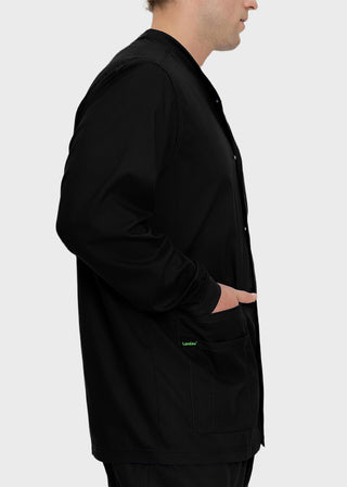 Landau Proflex Men's Knit Collar Snap Front Solid Scrub Jacket