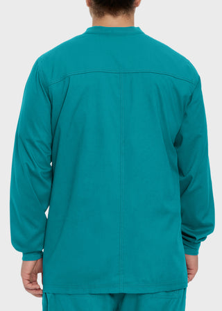 Landau Proflex Men's Knit Collar Snap Front Solid Scrub Jacket