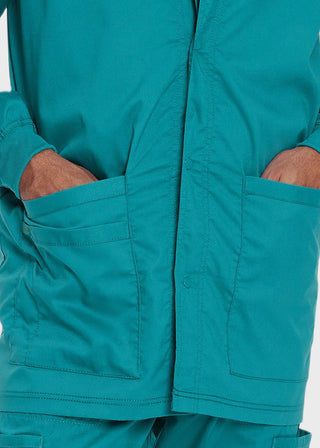 Landau Proflex Men's Knit Collar Snap Front Solid Scrub Jacket