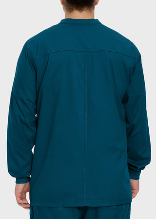 Landau Proflex Men's Knit Collar Snap Front Solid Scrub Jacket