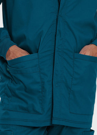 Landau Proflex Men's Knit Collar Snap Front Solid Scrub Jacket