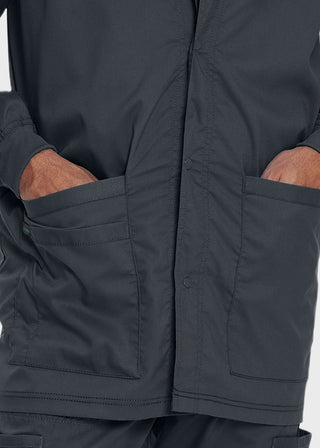 Landau Proflex Men's Knit Collar Snap Front Solid Scrub Jacket