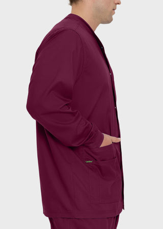 Landau Proflex Men's Knit Collar Snap Front Solid Scrub Jacket