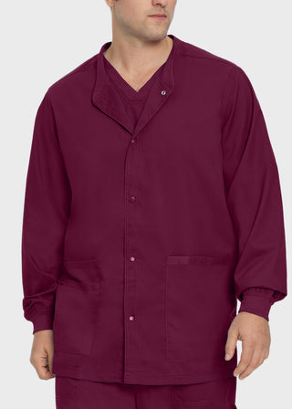Landau Proflex Men's Knit Collar Snap Front Solid Scrub Jacket
