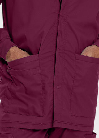 Landau Proflex Men's Knit Collar Snap Front Solid Scrub Jacket