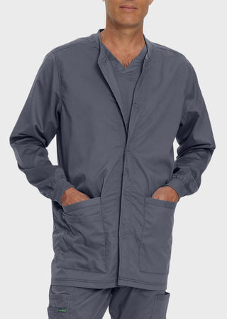 Landau Proflex Men's Knit Collar Snap Front Solid Scrub Jacket