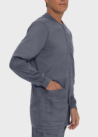 Landau Proflex Men's Knit Collar Snap Front Solid Scrub Jacket